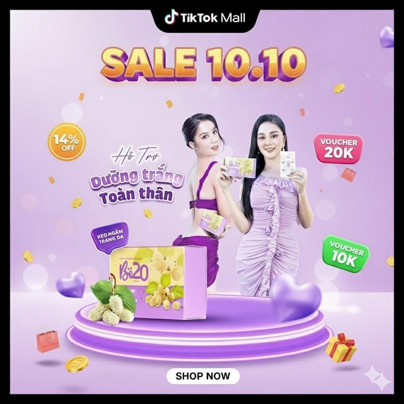 Be20 Kẹo Ngậm Dâu Tằm Hỗ Trợ Trắng Da Chính Hãng glutathione - 1 hộp 30 viên