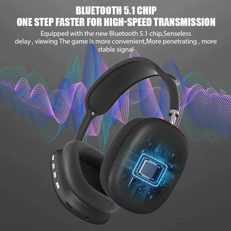 Alat Dengar Bluetooth Tanpa Wayar, P9, Sesuai untuk Sukan Luaran dan Permainan, Fon Kepala Tanpa Wayar dengan Mikrofon, Pembatalan Bunyi, Fon Telinga, Fon Telinga Bluetooth Audio Earphones Mic Amplifier 8