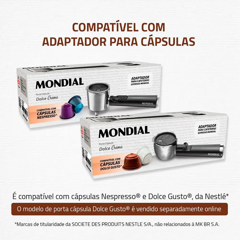 Cafeteira Espresso Mondial Dolce Crema 20 Bar Inox 1200W - imagem 7
