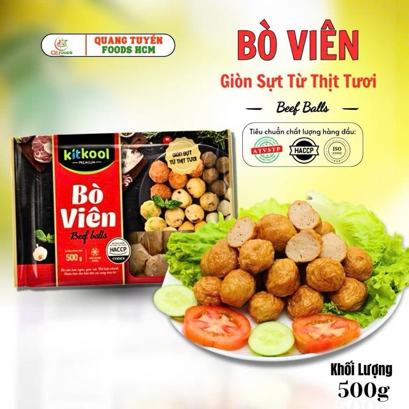 Bò Viên {{CHỈ GIAO HÀNG TỪ BÌNH ĐỊNH TRỞ VÀO NAM}} Cao Cấp Kitkool 500g Chuẩn Vị Giòn Dai Thơm Ngon Truyền Thống Thịt Bò Cá Chất Lượng Cao HACCP ISO, Bò Viên Chiên, Thả Lẩu, Ăn Vặt, Quang Tuyển Foods