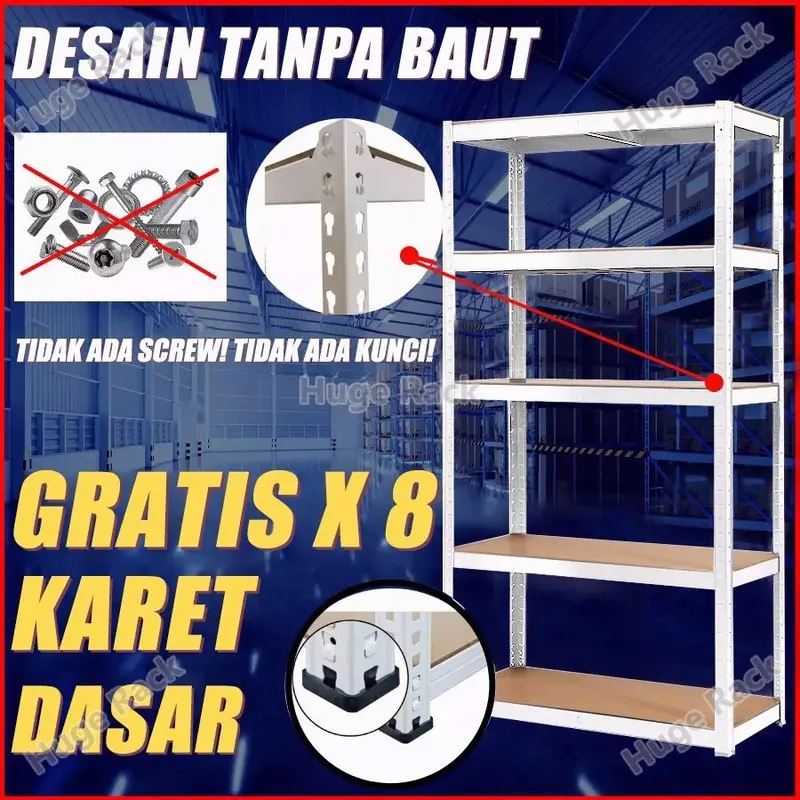 [AK]Rak besi sudut rak penyimpanan 5/6 lapis/rak penyimpanan serbaguna/rak penyimpanan rumah tangga super/rak penyimpanan komersial super besar/rak besi supermarket super besar/rak penyimpanan gudang/rak penyimpanan kamar tidur/putih/hitam 8