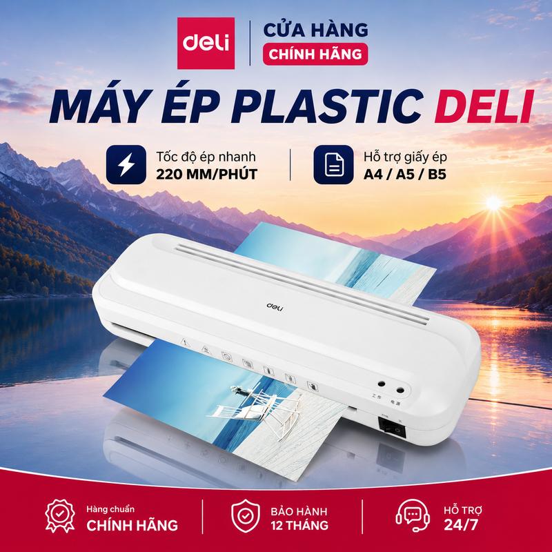 Máy Ép Plastic DELI Khổ A4, Máy Ép Nhiệt Nhựa Dẻo, Máy Cán Màng Ảnh, Tài Liệu, Bằng Khen, Posters