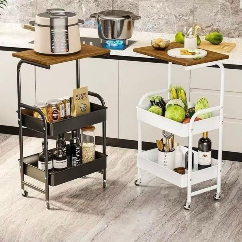 Loại 1 KỆ 3 TẦNG ĐA NĂNG Bằng Sắt Sơn Tĩnh Điện Có Bánh Xe Sắt Chịu Lực Di Chuyển Linh Hoạt Mặt Bàn Gỗ MDF Decor Phòng Khách Phòng Ngủ Kích Thước 43cm x 30cm x 77cm Màu Đen Trọng Lượng 4kg