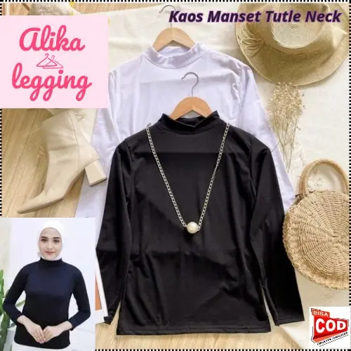 Kaos Manset Wanita Tutle Neck Lengan Panjang / Baju Muslimah Kaos Spandex / Krah Tinggi S M L XL XXL Terbaru Termurah Terlaris Baju Atasan Polos Kerah Tebal Melar Nyaman Tangan Oblong Basic Dalaman