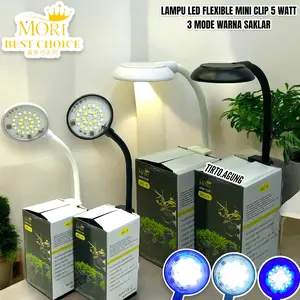 LAMPU JEPIT 3MODE WARNA HITAM PUTIH LED AQUARIUM AQUASCAPE MINI TABUNG SILINDER KURA-KURA MINI CLIP