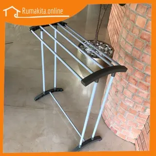 6664 / Jemuran Handuk Warna Abu-abu 5 pipa 2 penyangga/ Jemuran Handuk Aluminium Kekinian Pakaian Rak