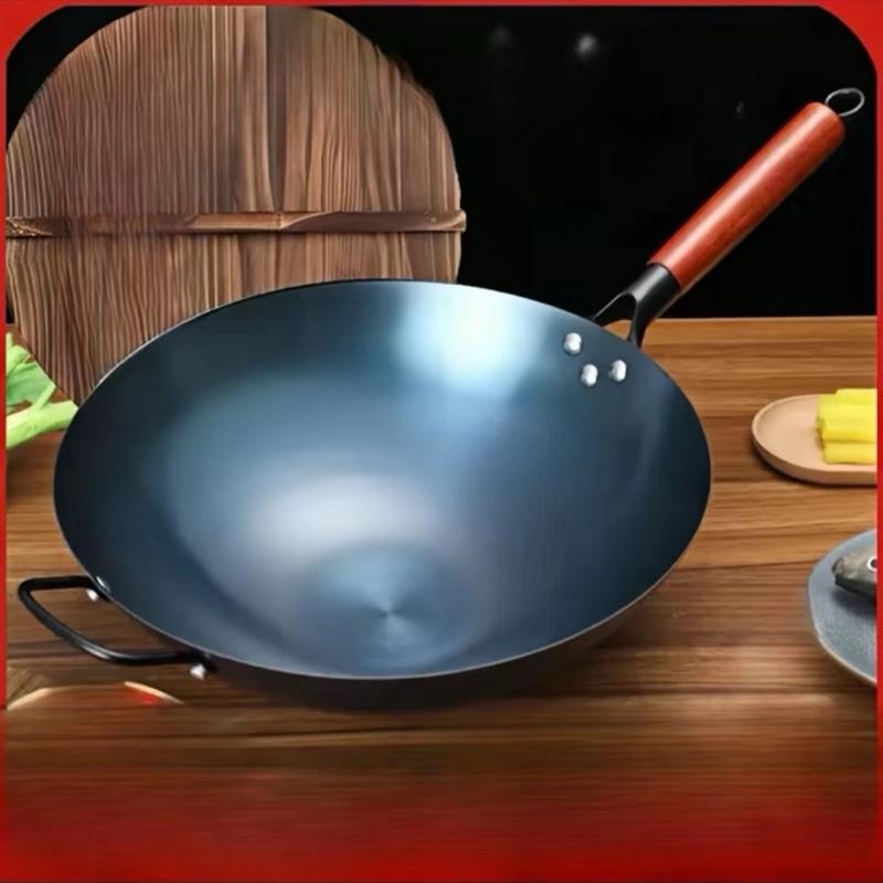 CHẢO THÉP TÔI CHỐNG DÍNH CAO CẤP chảo thép cabon cán gỗ sồi chuyên dùng trong nhà hàng , đường kính 30cm chảo chống dính