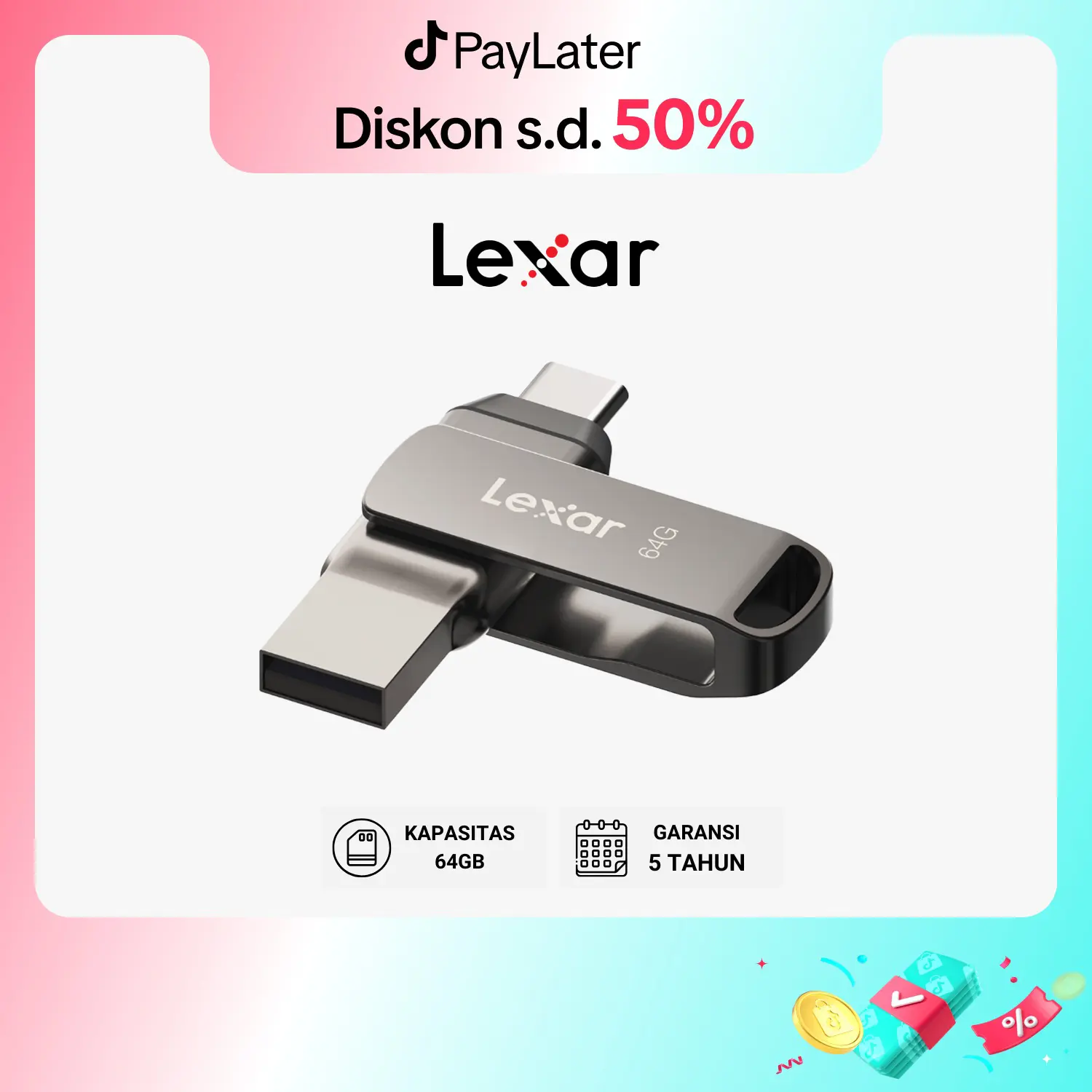 Lexar JumpDrive Dual Drive D400 USB 3.2 Type-C - 64GB