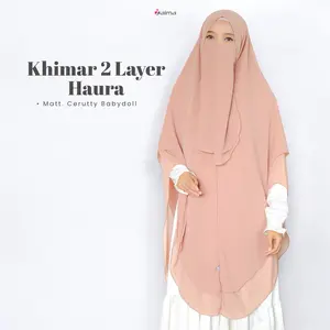 Khimar Syari Jumbo 2 Layer Ceruty Babydoll Free Cadar | Haura