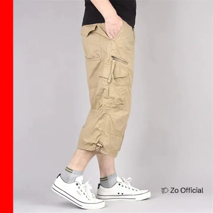 Garvelo Belerizza Celana Pendek Cargo Pria Bahan Katun Chino panjang 3/4 Model Casual Kualitas Distro 5