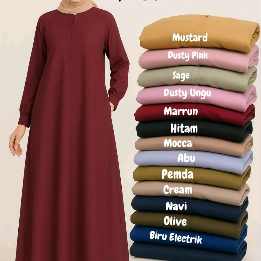 Gamis Polos Toyobo Premium KHODIJAH – Adem Jatuh Bagus & Elegan