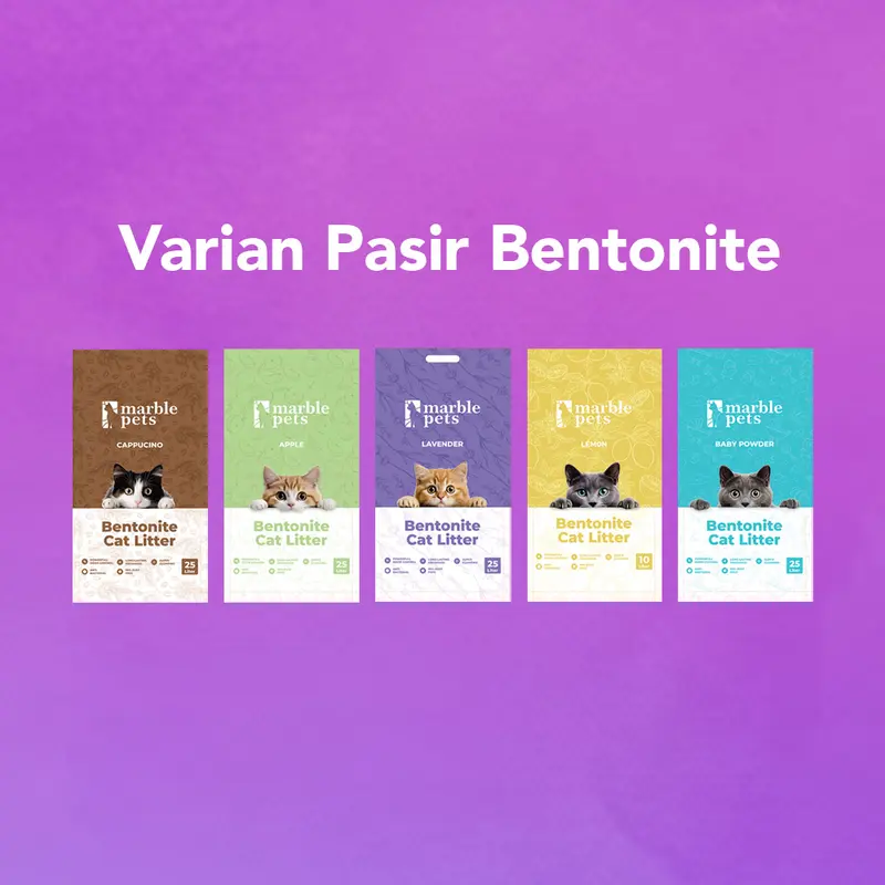 MARBLE PETS Bentonite 5L Cat Litter Pasir Kucing  Gumpal, Harum Wangi,Dari Bahan Alami, Anti Bakteri,dan Aman untuk Kitten dan Kucing Dewasa 1