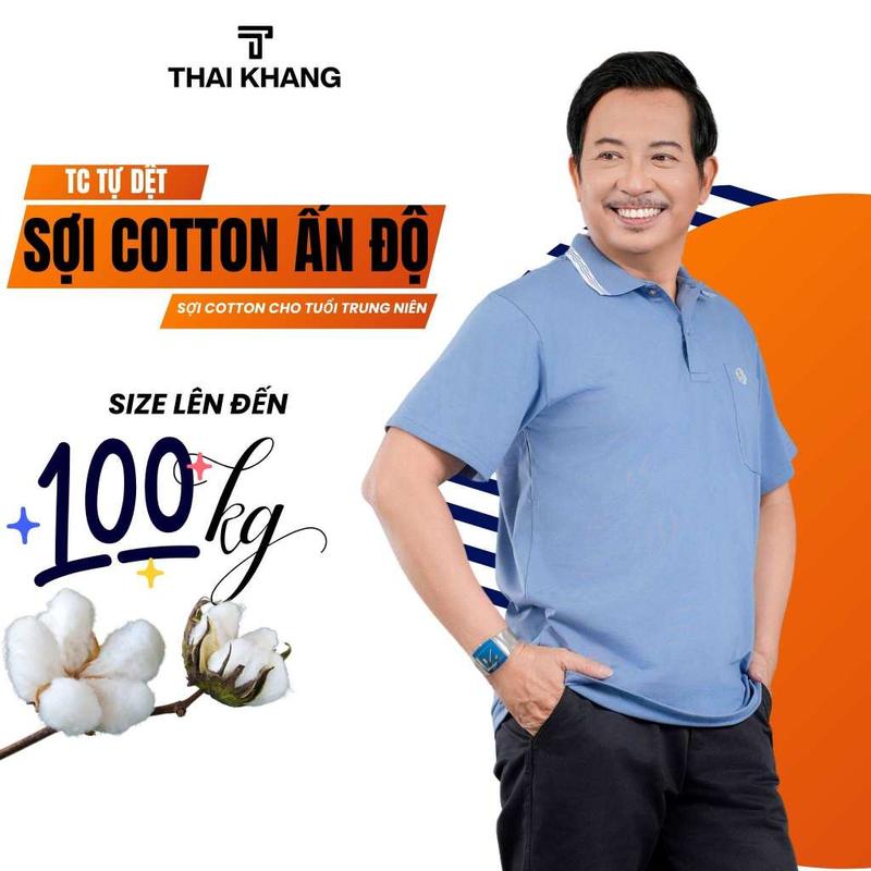 Áo thun nam trung niên Thái Khang form rộng vải coton mềm có cổ có túi ATK6