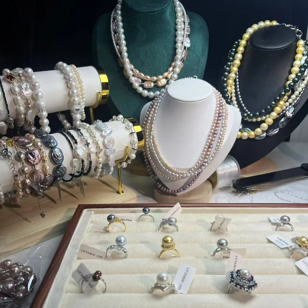 [ LIVE SALES ] DIy Pearl  Hight Quality Pearl Rings Bracelets Pendants Earrings and Necklace,