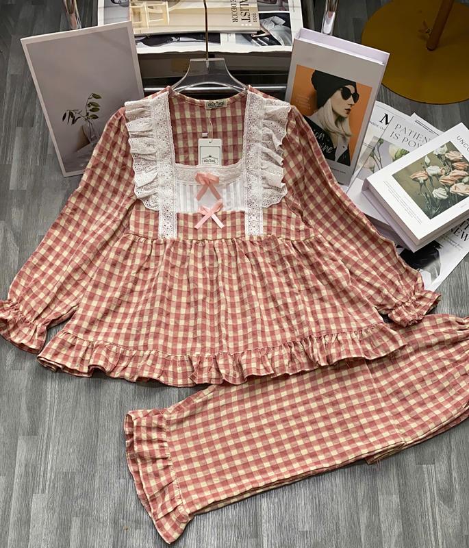 Đồ Ngủ Nữ Bộ Pijama Babydoll Dễ Thương Có Nơ Trang Trí Vải Xốp Cao Cấp, Đồ Mặc Ở Nhà, Baby doll Pyjama Sleepwear 7
