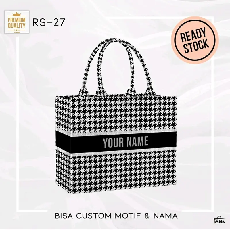 TOTEBAG NAMA | Tas kanvas | MNK bag Initial Large size Bisa Custom Nama - Ukuran 41x36x20 cm - Tote, Kanvas Totebag re komenda s itote bag 4