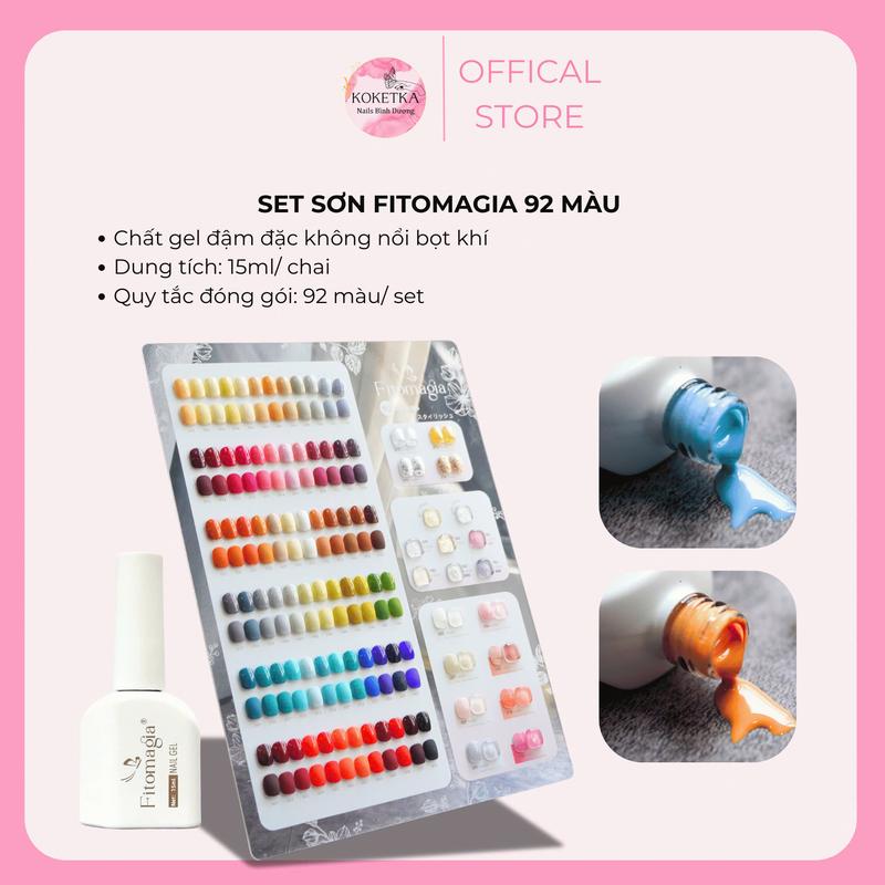 Set sơn 92 màu gel thạch nhũ Fitomagia - set sơn gel thạch nhũ sơn bền đặc bóng mướt + kèm 1 bảng màu + base + top Nữ