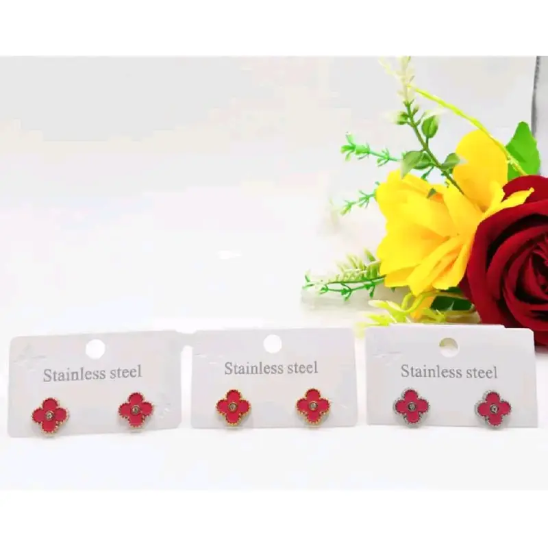 Anting Tusuk Titanium Bunga CLVR Satu Anti Karat & Anti Luntur - Earrings (COD) Aksesoris Elegan Perhiasan Rose 4