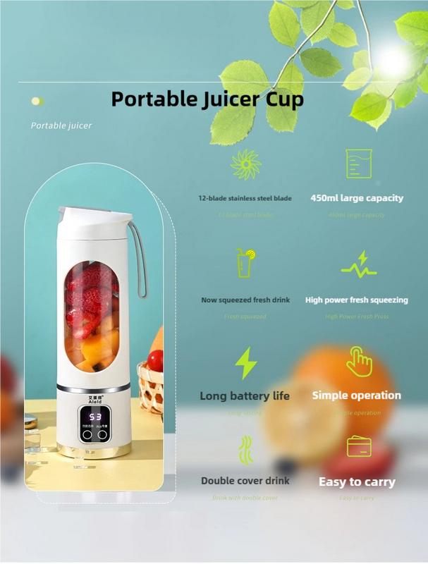 【SG Local】Portable Juicer Blender USB Rechargeable 450ml - BPA-Free Ice Crusher for Shakes/Smoothies 5
