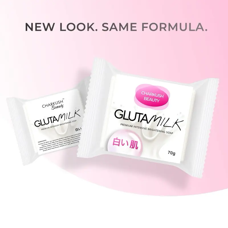 Charkush Beauty GLUTAMILK Brightening Soap (70g) | For Acne-Prone Skin |  Face & Body Glutathione Whitening Cleanser
