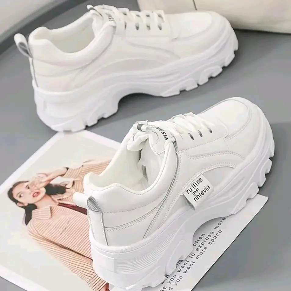 Sepatu Wanita Sneaker Model Rulfine Upin Casual Shoes Olahraga Cewek Running Sport Kasual Karet Putih skena