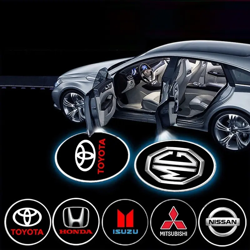 Máy Chiếu Bóng Râm LED Không Dây Cho Xe Hơi, Đèn Chào Mừng Bước Lịch Sự, Bộ Đèn Huy Hiệu Đèn Laser Che Cửa Xe Hơi