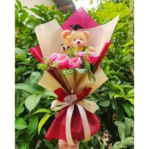 Buket bunga boneka wisuda maroon cream/ Hadiah wisuda / ulang tahun / Anniversary / snack ulang tahun / bingkisan / hadiah pacar / Buket murah / Buket bekasi / Hadiah /