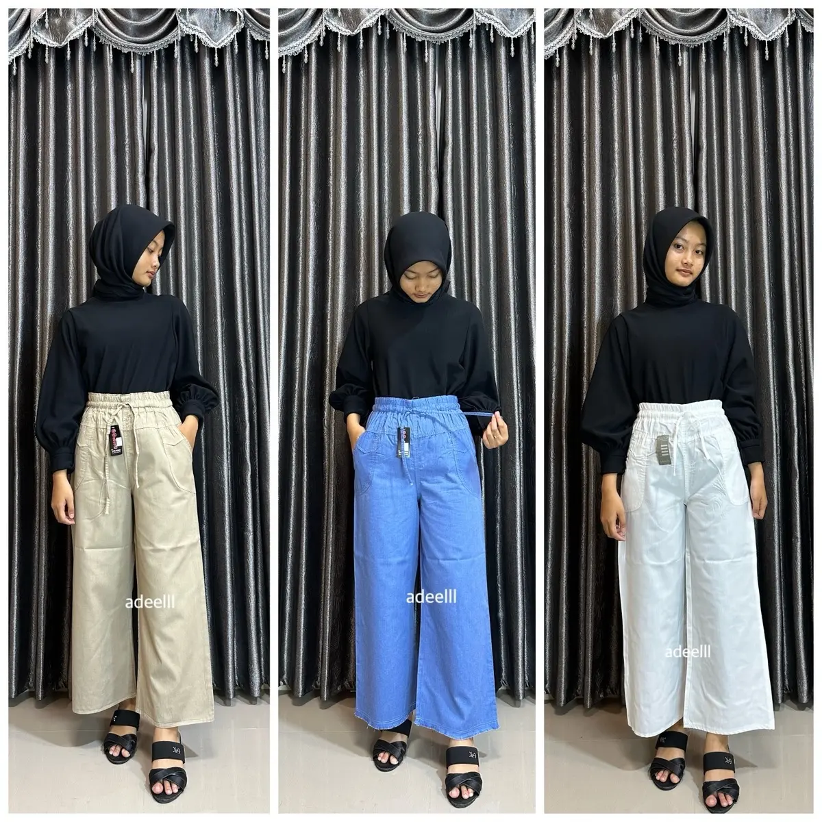 KULOT SEMI JEANS STD 3warna 100dapat 3, KULOT KEKINIAN, OUTFIT WANITA KEKINIAN, KULOT, kulot seratus 3, celana 100 dapat 3pcs Panjang