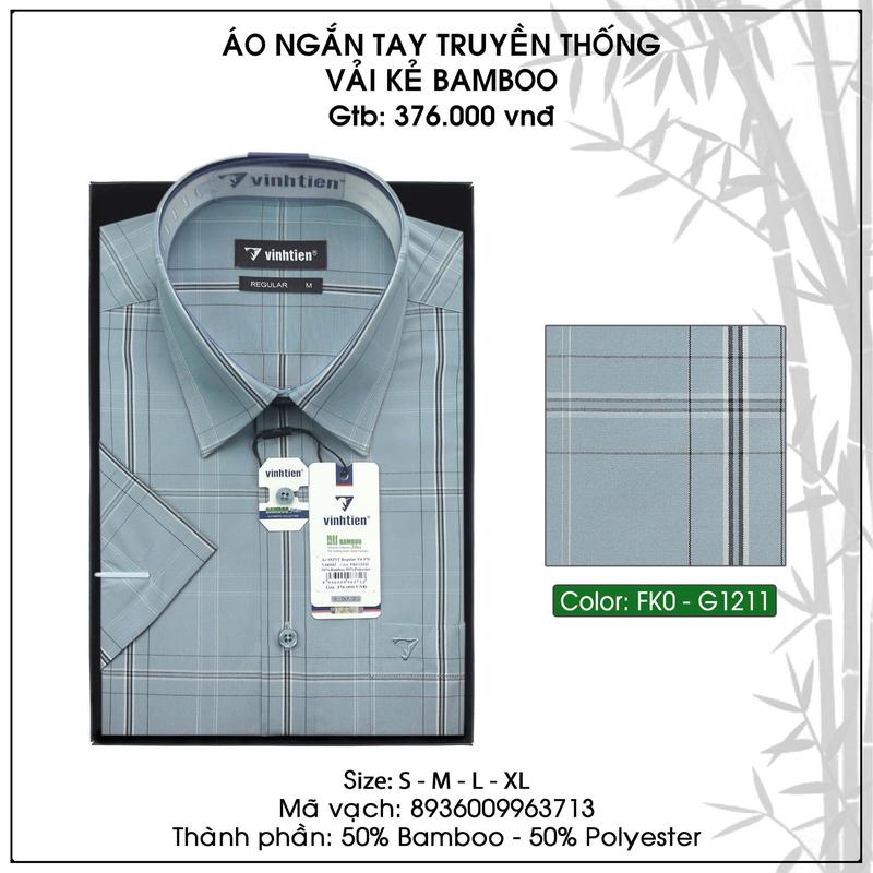  Áo Sơ Mi Ngắn Tay Caro Bamboo Regular Fit 376 Vĩnh Tiến - Nhiều Màu 