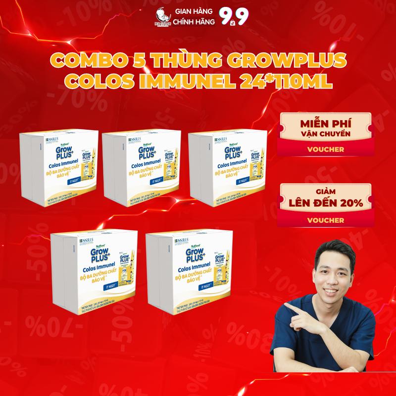 [Live Daily] Combo 5 Thùng Growplus Colos Immunel (Grow Vàng) 24*110ml Sữa Nước Công Thức Cho Bé