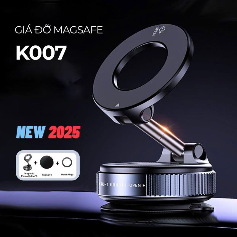 Giá Đỡ Điện Thoại K007 Từ Tính, Giá Đỡ Magsafe Gắn Kính Gắn Tapplo Trên Ô Tô Xoay 360 Độ, Chất Liệu Hợp Kim Cao Cấp - New 2025