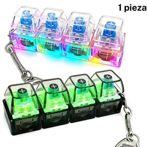 Juguete Fidget de Teclado Luminoso, Llavero de Botón de Descompresión 4 en 1, Clicker de Dedos para Alivio del Estrés, Color Transparente/