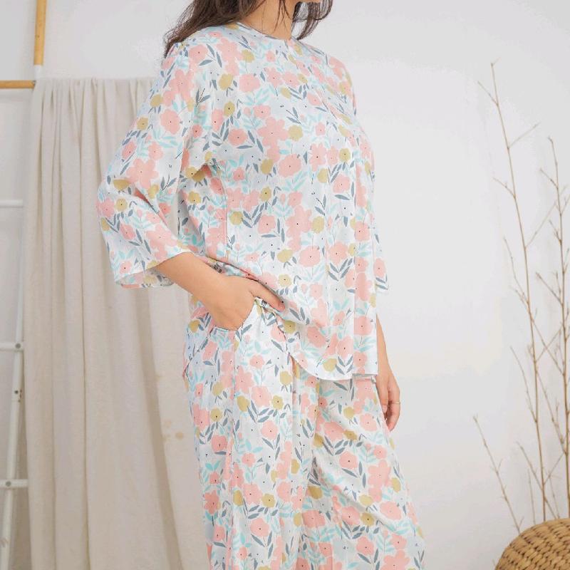 Asadel Anaya Set Rayon Adem Busui Setelan Celana Motif Ibu Muslim Nyaman Panjang 6