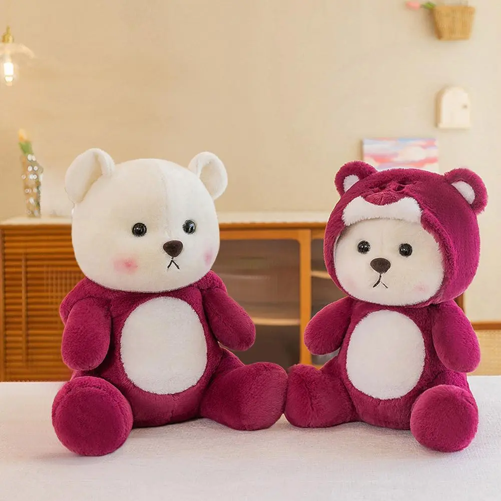 Stuffed bear toy, very cute, transformed into strawberry bear doll, suitable as a gift for couples,