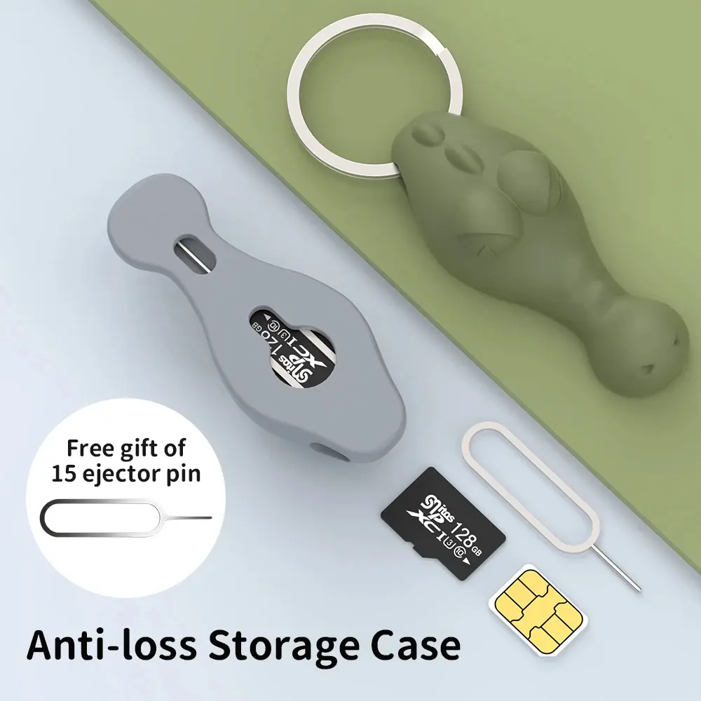 Crocodile Protect Case Cover for SIM Card, Compatible for SIM Card Eject Pin Needle TF Card Storage Anti-Lost Universal SIM Ejector Pin Remover Tray Holder Keychain Phone Accessory (with 15 PCS SIM Pin)