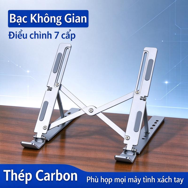 Giá đỡ laptop bằng thép cacbon, có thể điều chỉnh độ cao 7 mức, gấp gọn tiện mang theo, chống trượt, bảo vệ thiết bị