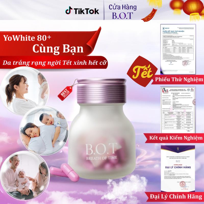 6 Lọ Yowhite 80 Plus Viên Uống Tái Tạo Da 1 Lọ 30 viên dùng trong 30 ngày Yo White 80 Chính Hãng B.O.T - Giải Pháp Tuyệt Vời Cho Làn Sáng Mịn uống trắng body viênuong trangda viên collagen dưỡng da yo80 glutathione sâm tố nữ chống nắng