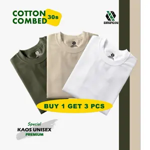 Buy 1 get 3 pcs | kaos polos pria 100 rb 3 pcs | Kaos distro pria cotton combed 30 s | T-shirth kaos pria polosan