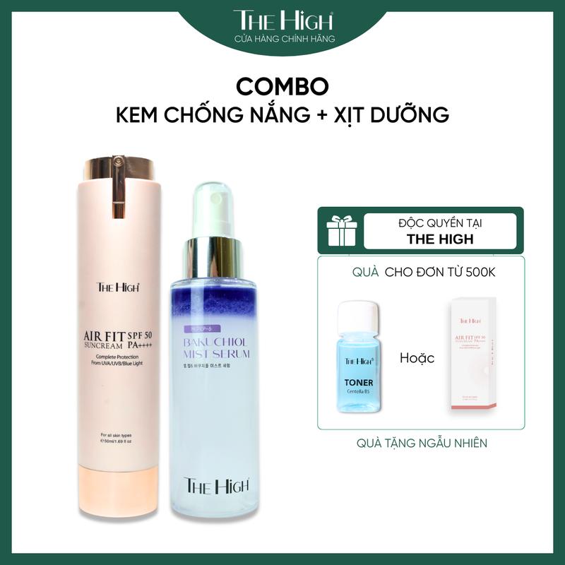 Combo Kem Chống Nắng Air Fit Suncream + Xịt Dưỡng Bakuchiol The high