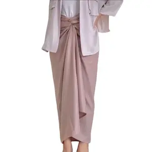 Rok Lilit Satin Silk Panjang Muslim Wanita - Model Elegan - Bawahan, Serut, Casual