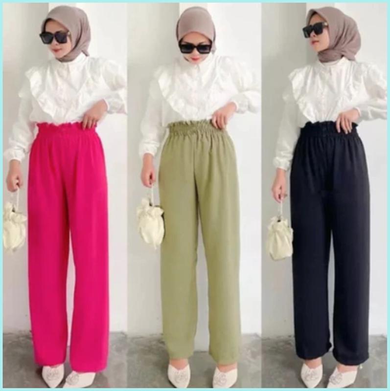 Kulot Cringkle Airflow Higwaist Berkualitas Bawahan Jumbo Celana Panjang Pants Highwaits Premium 0