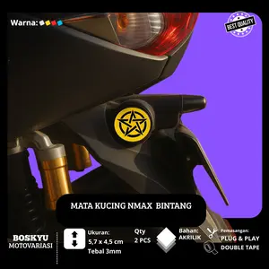 Mata Kucing Motif Bintang Yamaha NMAX 155 New LED Old / Stiker Timbul 3D Emblem Akrilik Sepasang Kanan Kiri