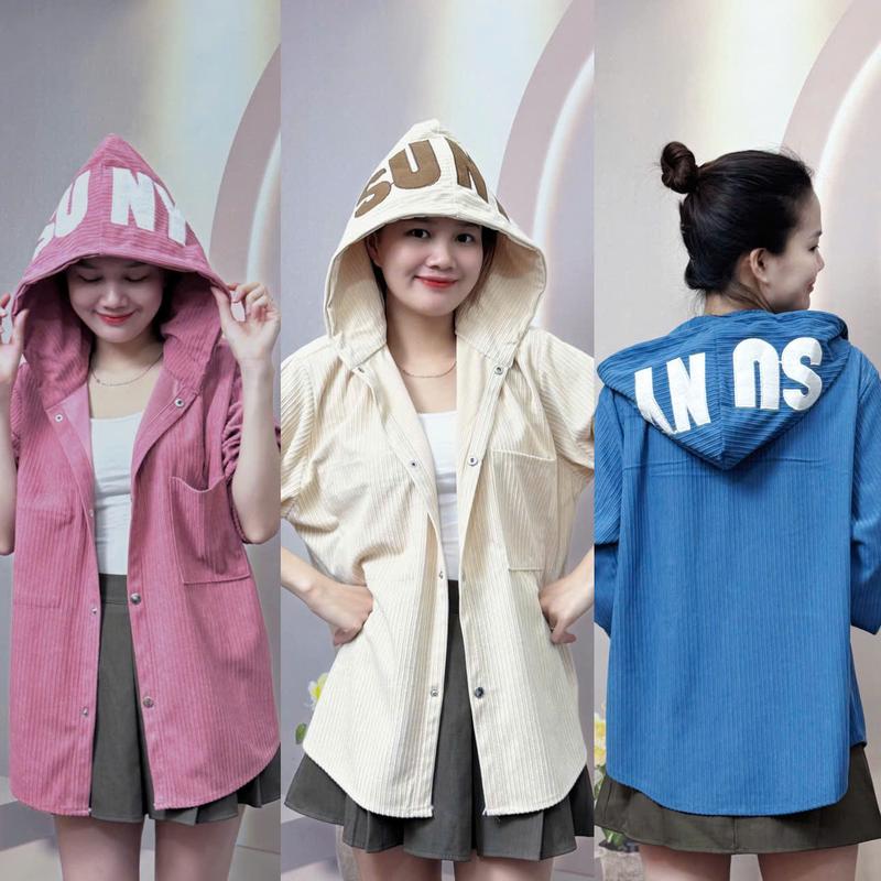 Áo Khoác Chất Liệu Nhung Tăm Form Rộng, Áo Sơ Mi Nữ 8 Màu Lựa Chọn