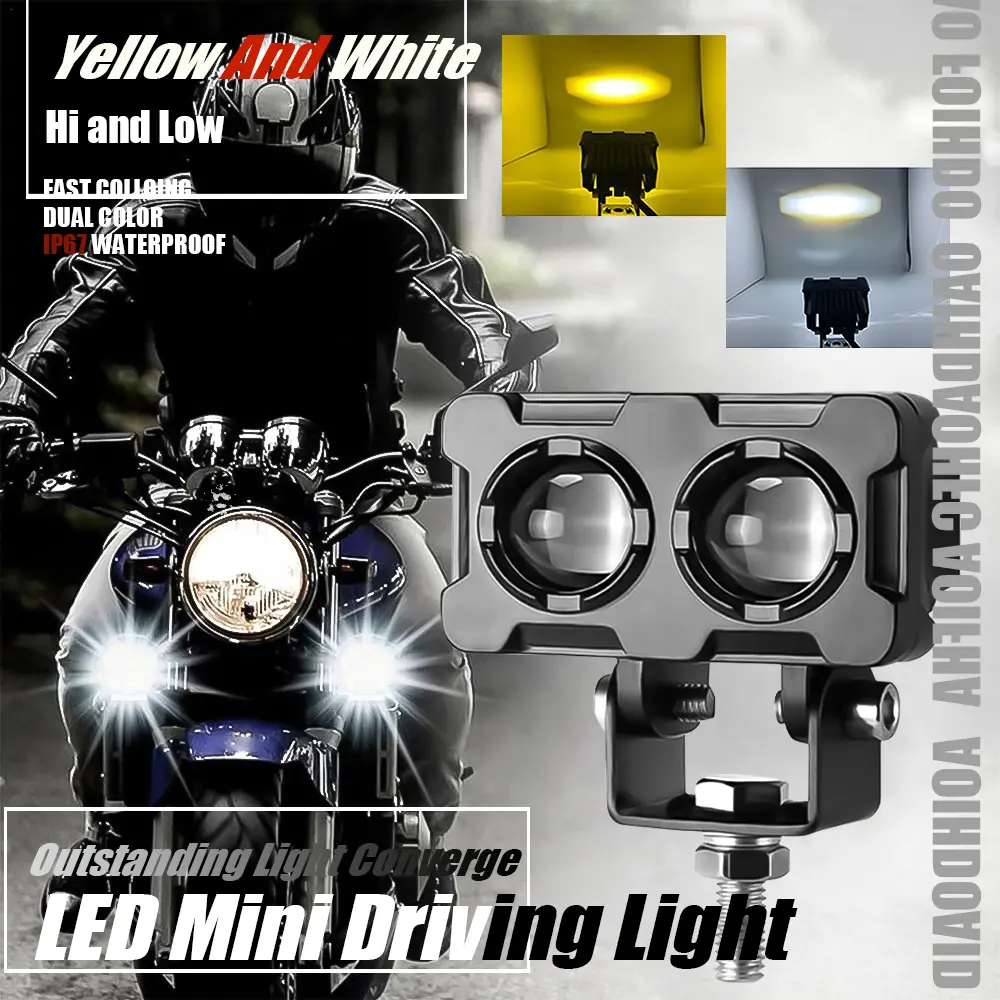 New double - eyed spotlight, with double illumination brightness, unique double - eyed shape, adjustable irradiation angle, energy - saving LED light source, Automotive Motorcycle