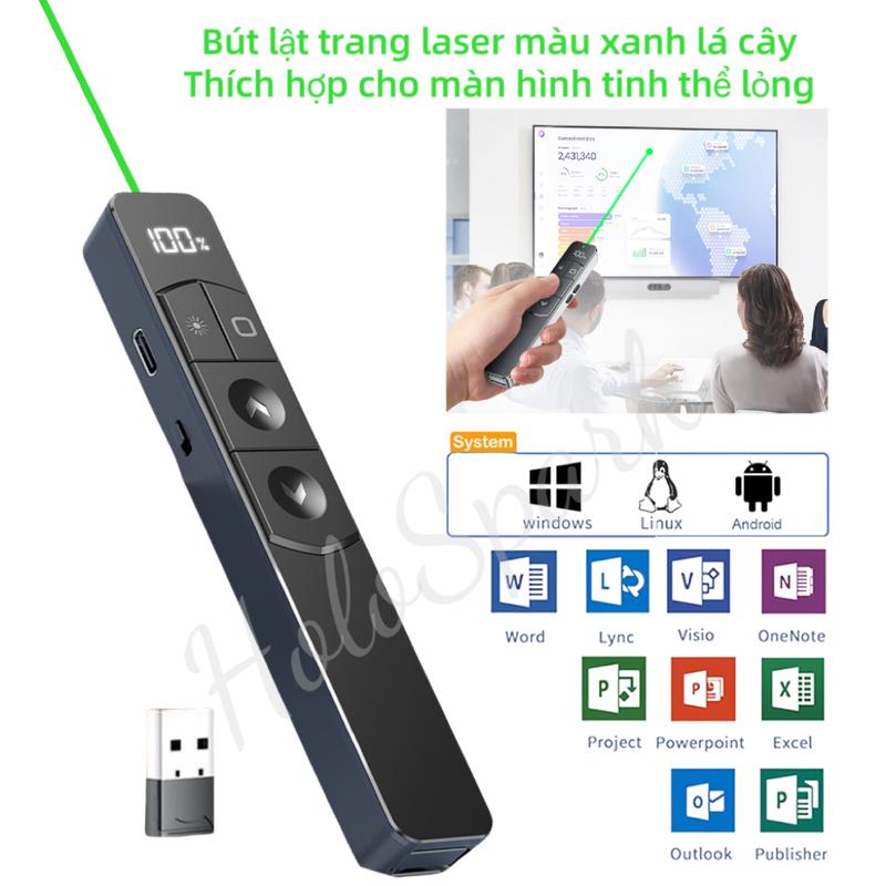Clicker thuyết trình không dây, Ray xanh, 2.4GHz, Bút Powerpoint, Điều khiển từ xa USB, Bút lật, Thích hợp cho máy chiếu giảng dạy văn phòng, Bộ đồ thuyết trình PPT, Tương thích với màn hình TV