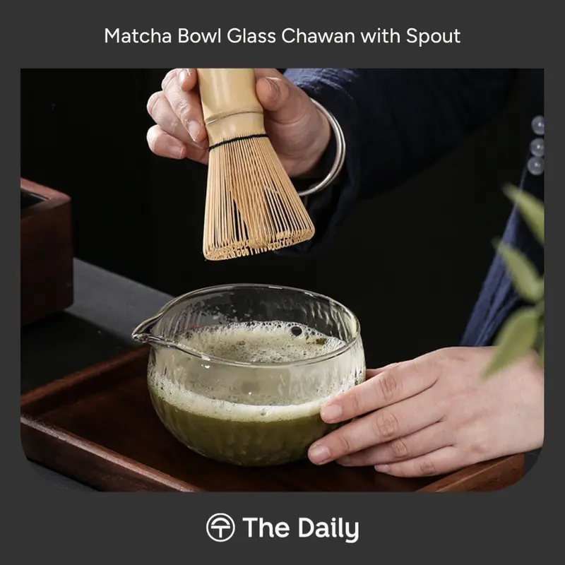 Zen Matcha Glass Bowl Chawan with Spout Chasen Holder -  Mangkuk Dudukan Pengaduk Matcha Bahan Kaca 7