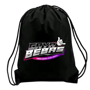 Gaya Bebas Tas Serut Kata-Kata String Bag Anti Air Tas Olahraga Sekolah Waterproof Custom Bisa COD