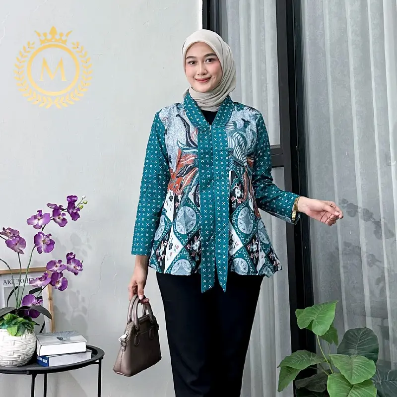 0ATASAN BATIK WANITA MODERN BAJU BATIK KANTOR WANITA COUPLE BATIK NEW HEM BLUS BLOUSE TRENDING INTERNATIONAL COUPLE SERAGAM TERLARIS - Katun 8