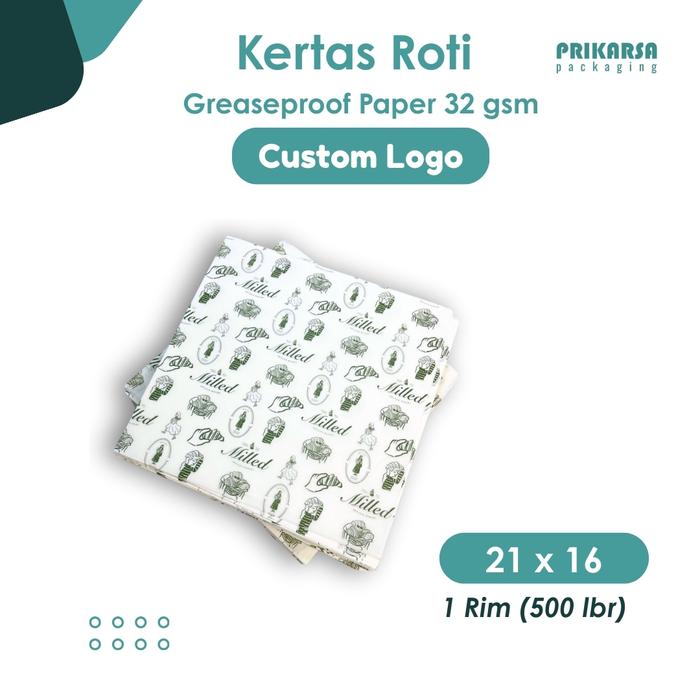 Jual Kertas Roti Baking Paper 32 gsm - Custom Logo 21 x 16 cm - 5 rim ...