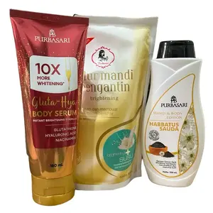 [ISI 3] Paket Pencerah Badan Viral Habbatussauda Purbasari Lulur Mandi Pengantin 500gr | Body Serum 180ml | Hand & Body Lotion Habbatussauda 200ml